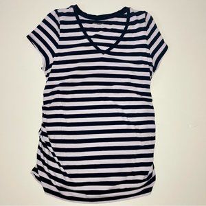Liz Lange Maternity Blue Striped Short Sleeve Top | Size XXL